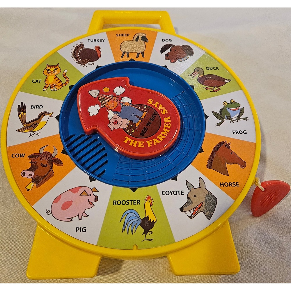 Fisher Price See N Say Farmer Says Animal Sounds Toy Basic Fun Mattel 90s 80s